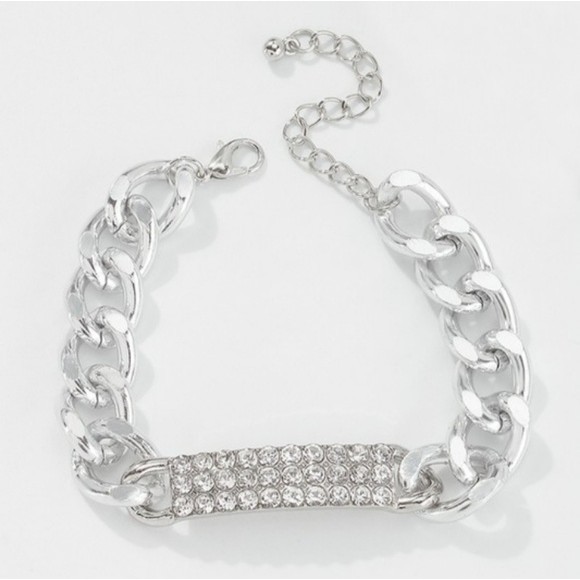 💎🛑⚠️LAST ONE! 💞Rectangle Rhinestone Chunky Chain Bracelet! - Picture 1 of 6